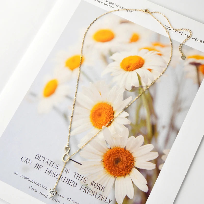 OXTAO D VVS1 6.5mm Moissanite Pandent Necklaces Female Real 925 Sterling Sliver Y Lariat Infinity Necklace Wedding Fine Jewely