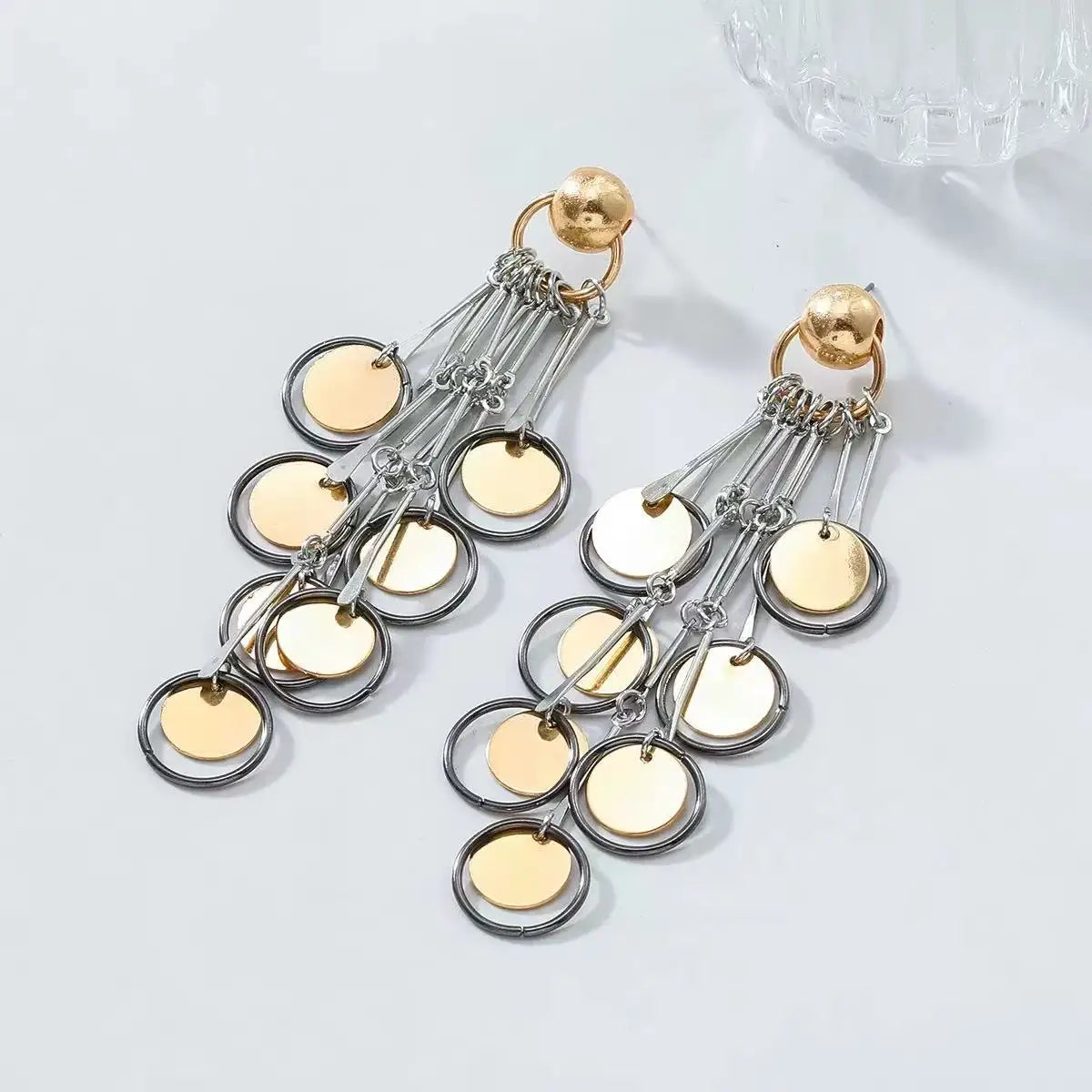 ZAA Metal Geometric Splicing Pendant Necklace