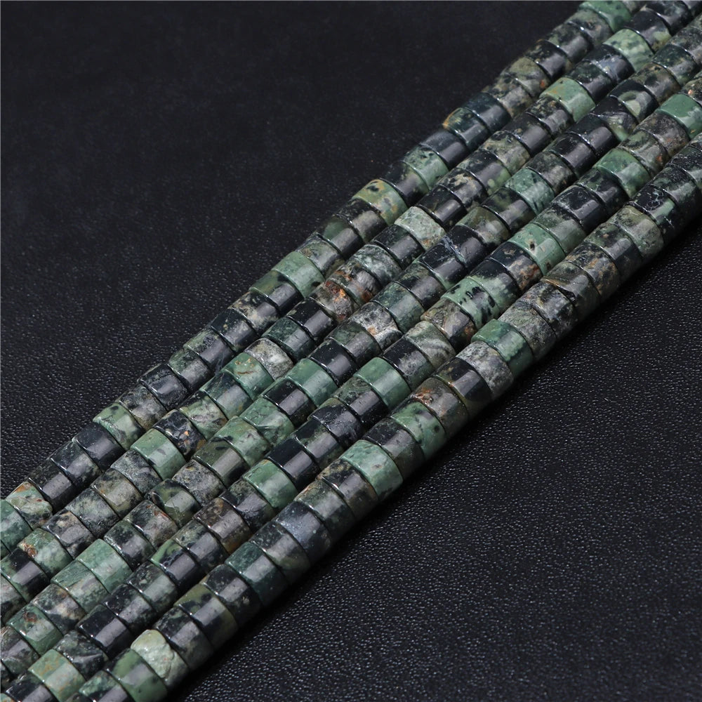 6x3mm Natural Sea Sediment Turquoises Amethysts Jaspers Stone Cylinder Flat Spacer Disk Bead For Jewelry Making DIY Accessories