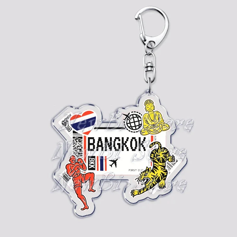 Hot Boarding Pass Keychains for Accessories Bag  NEW YORK TOKYO SEOUL PARIS LONDON Travel Souvenir Tickets Keyring Friends Gifts