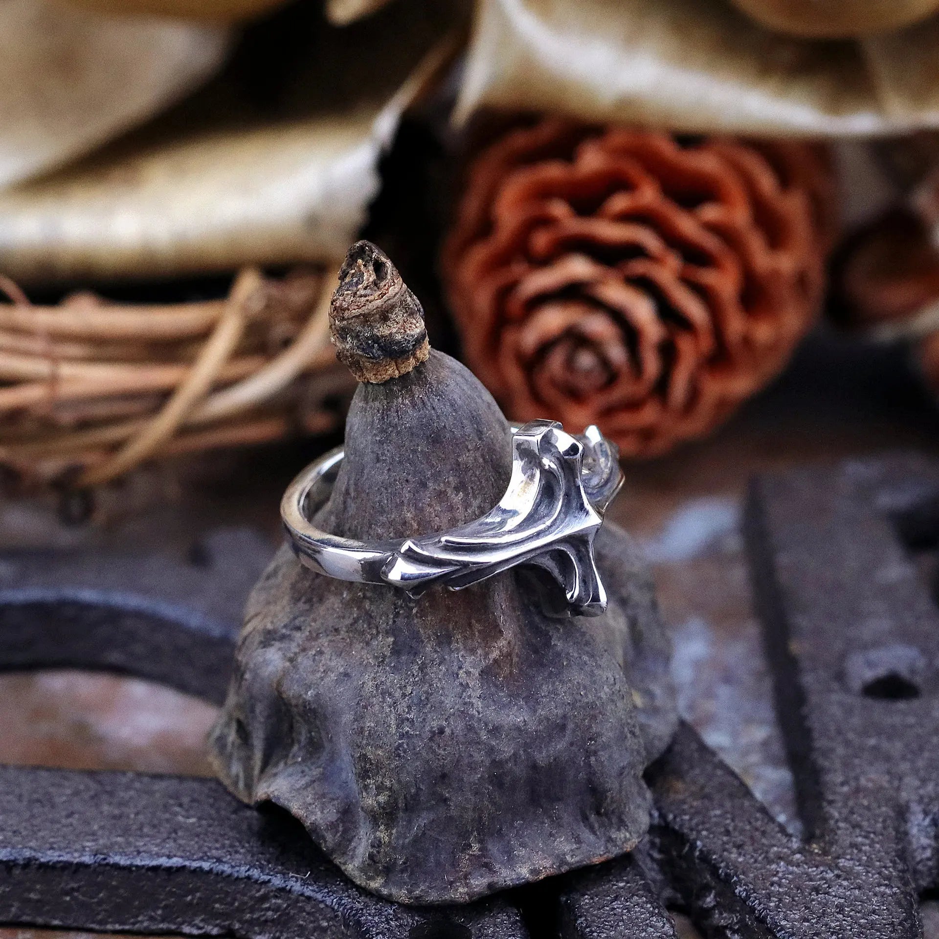 Retro Rib Cross Ring For Men Silver Color Punk Gothic Adjustable Ring Handmade Jewelry Rock Hiphop Biker Accessories Man Gift