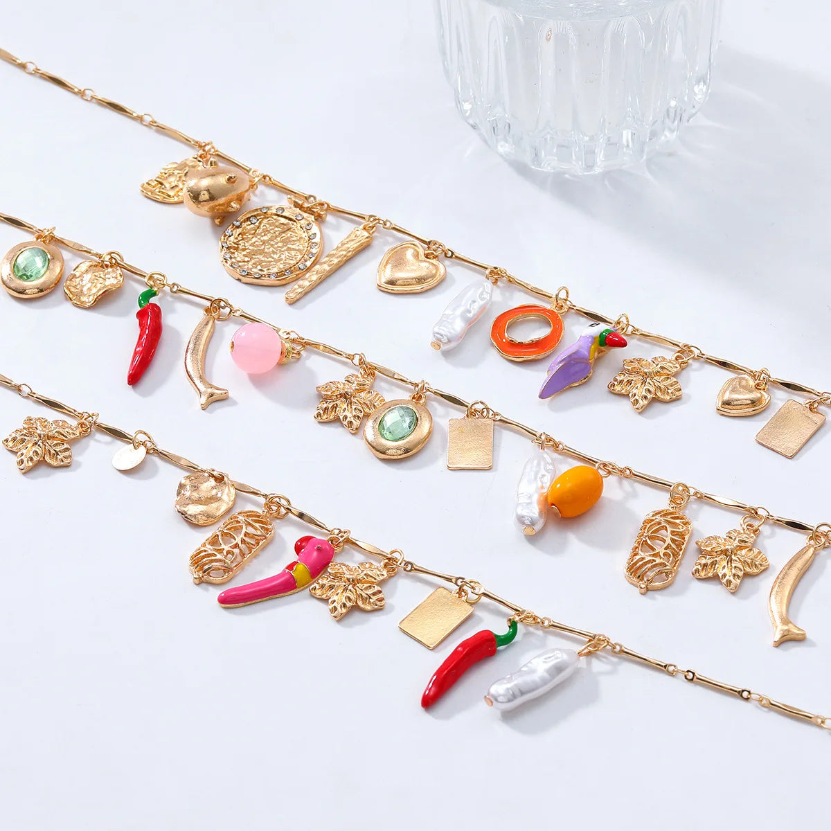 ZAA Chili Imitation Pearl Multi-layer Flower Starfish Cute Necklace