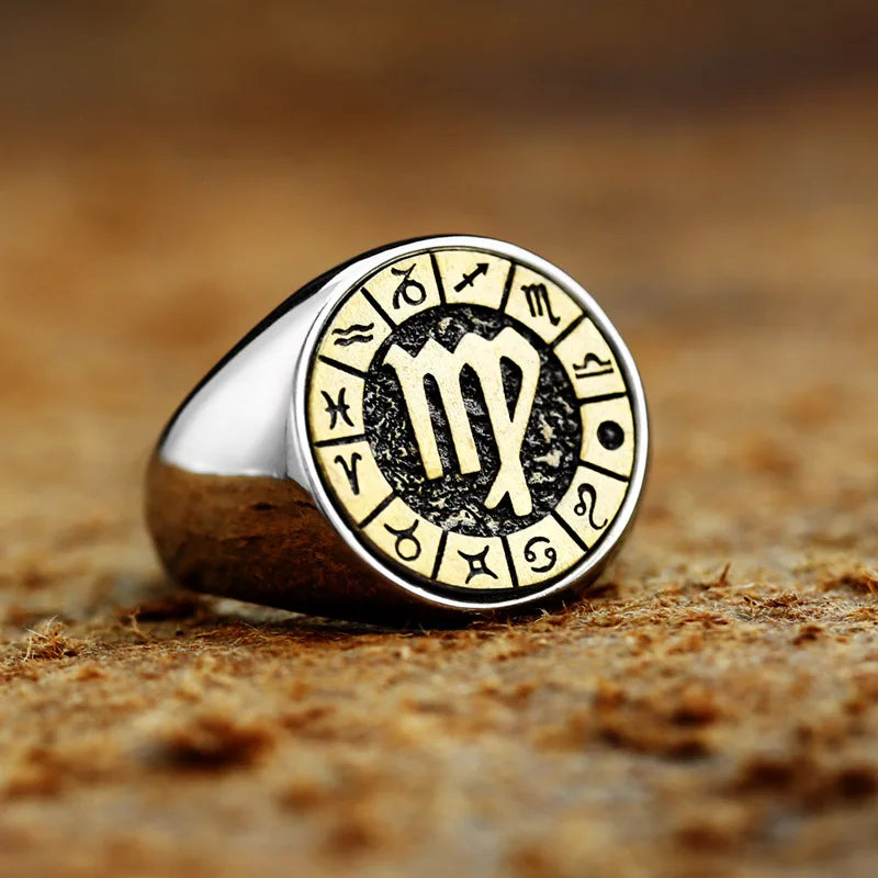 Beier New Style Bagues en acier inoxydable 316L 12 constellations signe du zodiaque Bijoux de mode vintage hautement polis