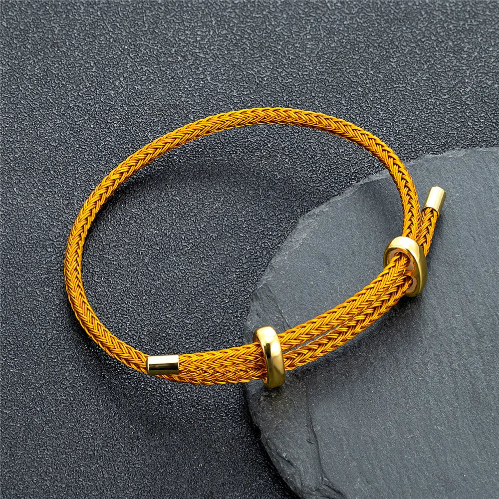 MKENDN Simple Style Men Women DIY Beads Jewelry Non-fading Steel Wire Rope Bracelet Classic Cuff Charm Bracelet for Couple Gifts