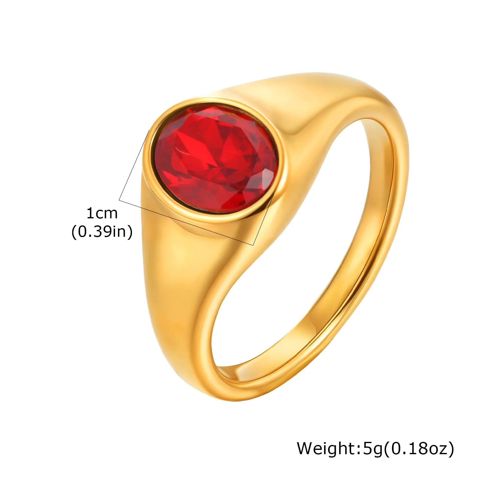 Vnox Minimalist Round Zircon Inlaid Rings For Women Men Stainless Steel Gold Color Elliptical Stone Ring Jewelry Never Lose - Madeinsea©