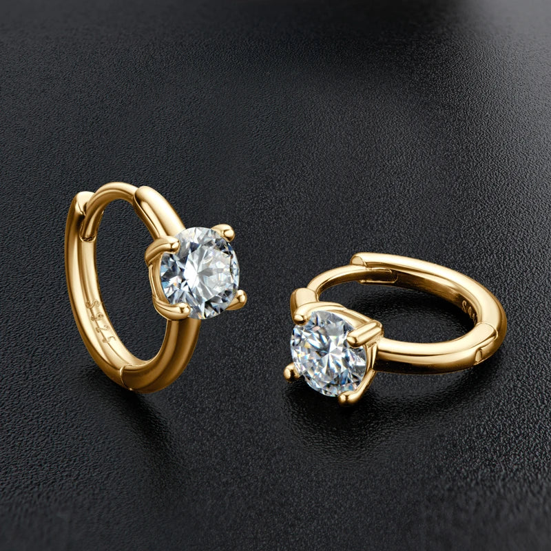 OXTAO Hoop Earrings D Color Moissanite Diamond Earrings 0.5ct For Women Real 925 Silver Four Claw Earrings Fine Jewelry Gift GRA
