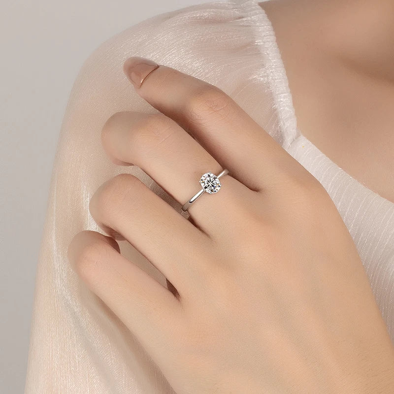 PERFANY 1/2/3CT Oval Moissanite Ring For Women S925 Pure Silver Pigeon Egg Sparkling Engagement Ring Wedding Jewelry Gift - Madeinsea©