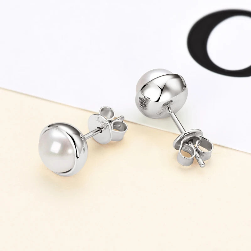OXTAO 925 Sterling Silver Natural Freshwater Pearl Earrings 3.5-4mm/6.5-7mm Luxury Wedding Earrings for Women Gift