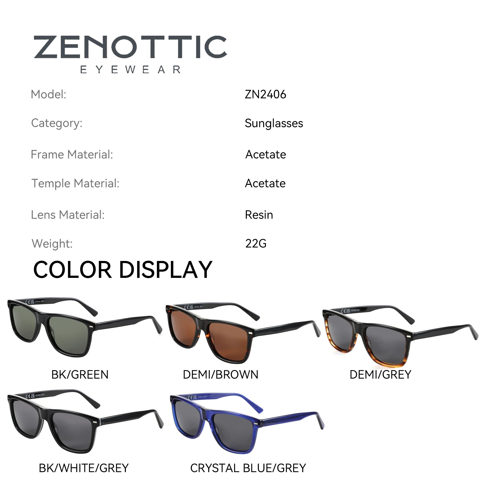 ZENOTTIC Trendy Polarized Sunglasses UV400 Protection Acetate Square Sun Glasses Classic Design Shade for Women Men