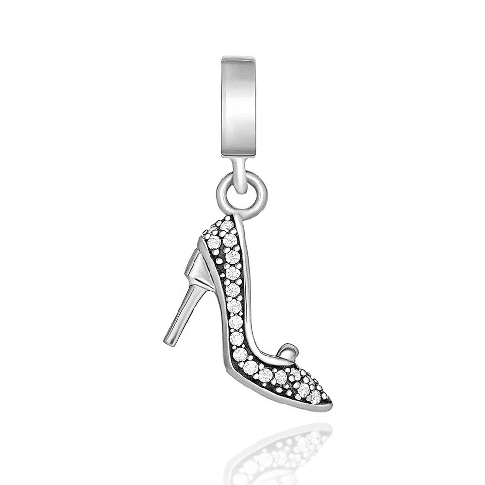 New Original 925 Silver Plated Accessories Fashion Charm Perfume High Heels Bead Fit Pendant Bracelet For Women DIY Jewelry Gift