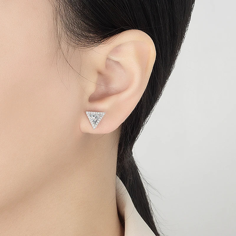 PERFANY 0.5CT Triangular Cut Moissanite Stud Earrings for Women S925 Pure Silver Laboratory Cultivate Diamond Wedding Jewelry - Madeinsea©
