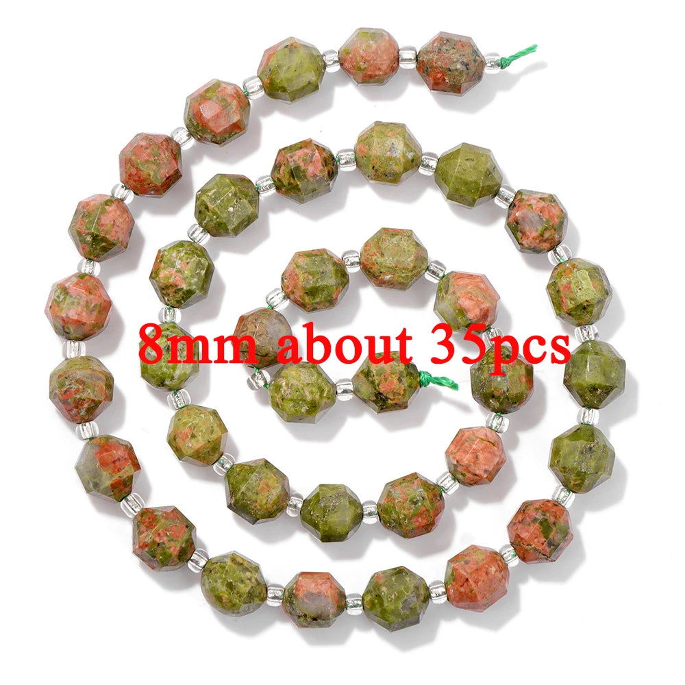 Wholesale Natural Unakite Stone Bead Green Jasper Loose Spacer Beads For Jewelry Making DIY Bracelet Necklace Accessories Supply