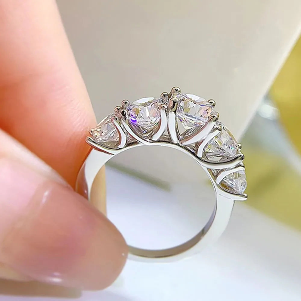 Serenity 3.6ct D Color Moissanite Rings For Women Men Gift 100% S925 Sterling Silver Sparkling Lab Diamond Row Ring Fine Jewelry