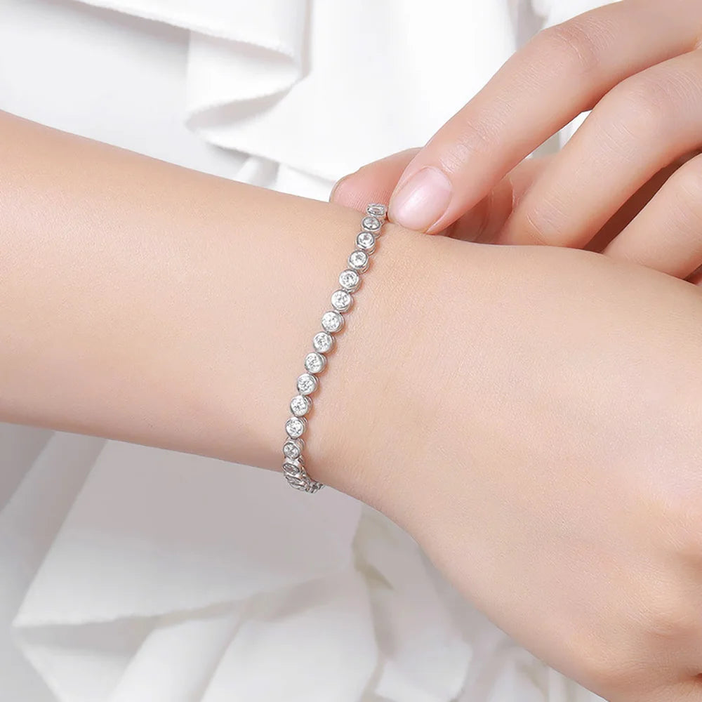 Serenity D Color 2mm 3mm Full Moissanite Tennis Necklace For Women S925 Silver Moissanite Bubble Bracelet Plate 18K Fine Jewelry