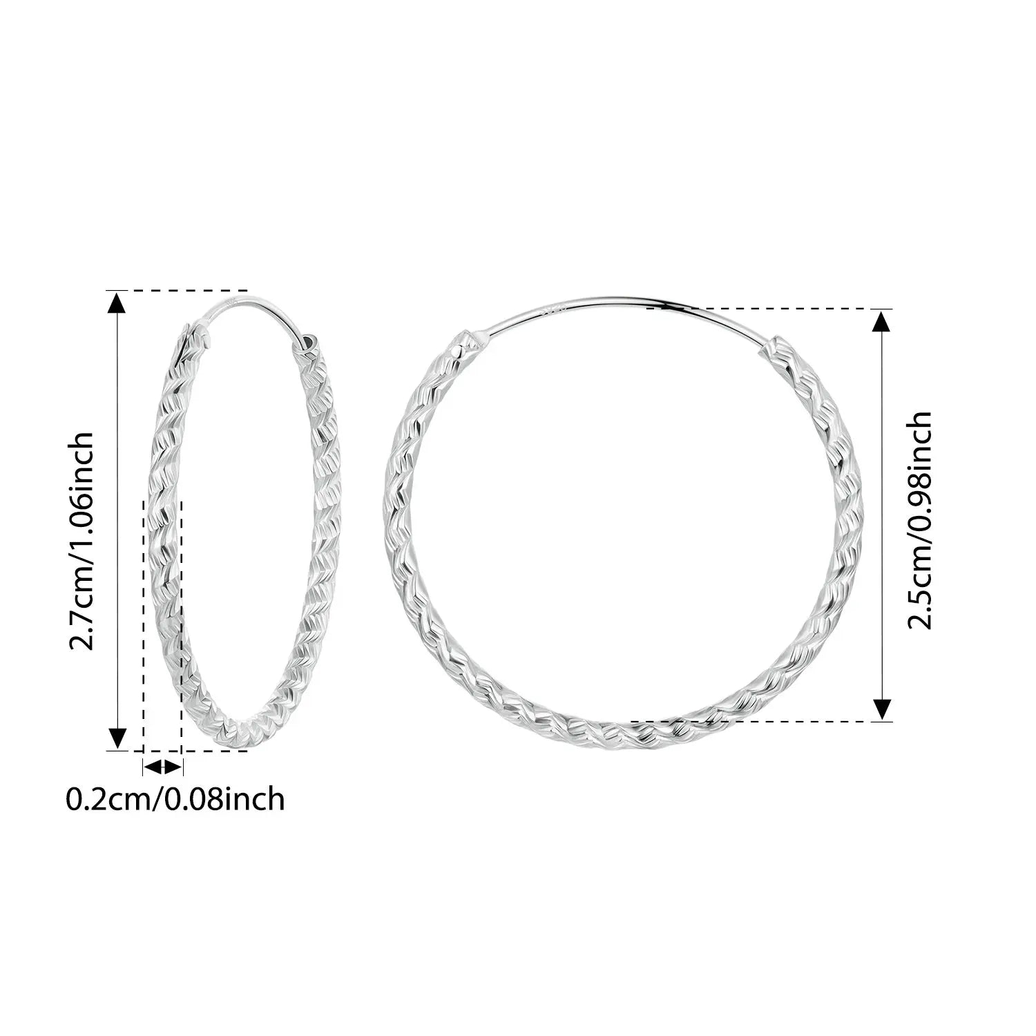 BAMOER 925 Sterling Silver Carved Floral Silver Large Hoop Earrings, Geometric Round Ear Cuff for Women Punk Jewelry Gift