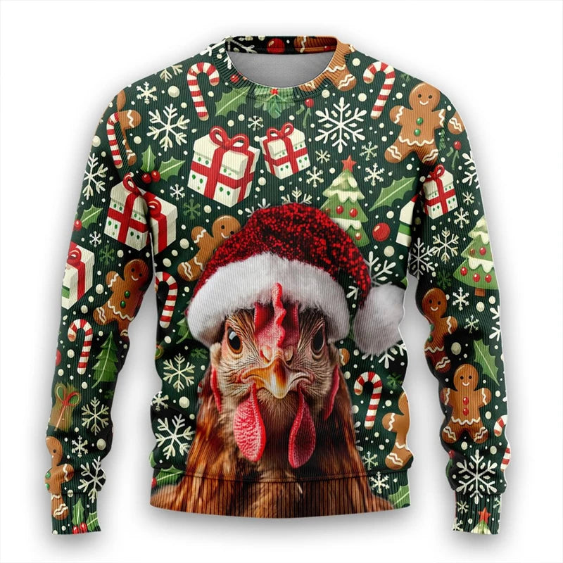 Christmas Theme Pet Corgi Raccoon 3D Printed Ugly Sweater Funny Goat Reindeer Unisex Sweatshirts Gingerbread Man Y2k Pullovers