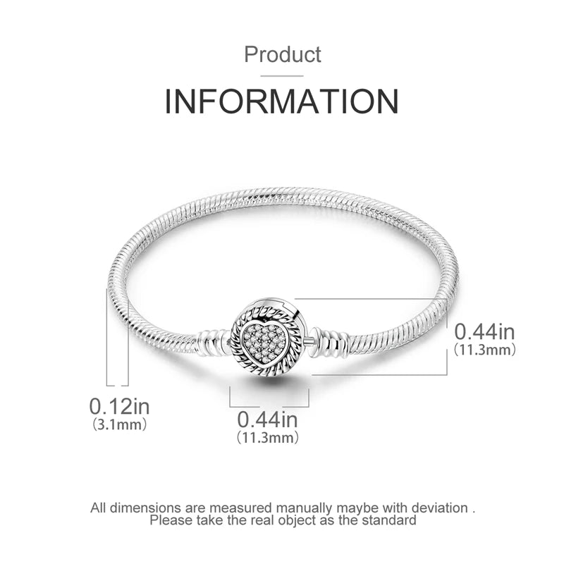 New Original 925 Sterling Silver Bracelet Heart Butterfly Bracelet For Women Fit Original Bracelet Charms Beads Jewelry DIY Gift