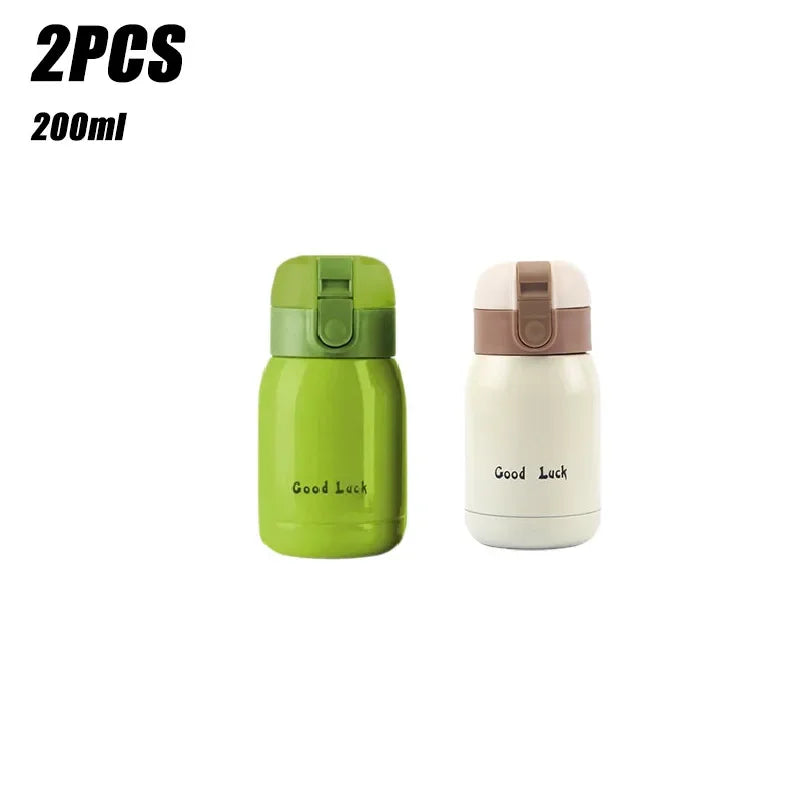1/2PCS Goodluck Small Cute Mini Thermos Cup MINI Portable Creative Pot Belly Water Cup Pocket Cup with Hand Gift