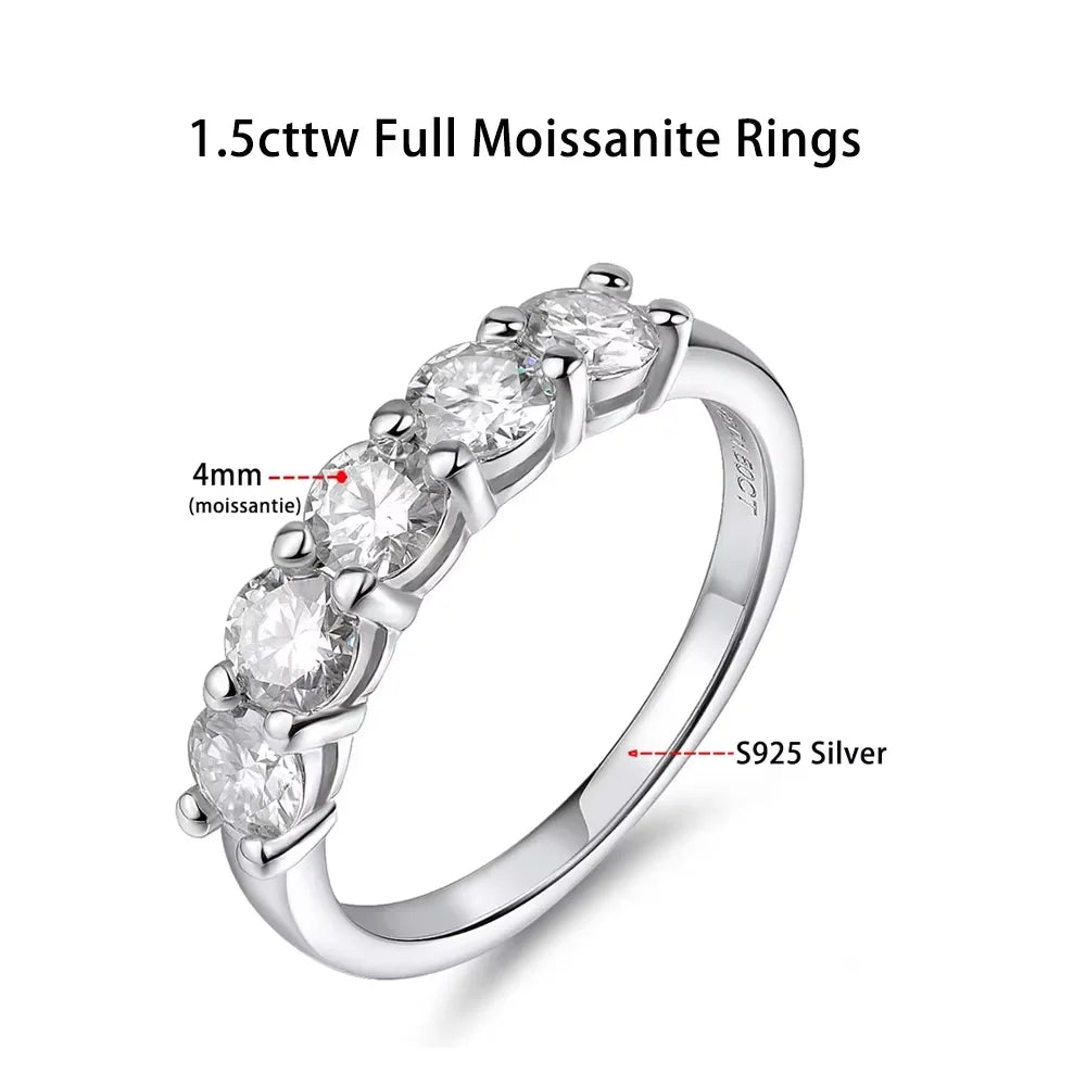 Serenity 2.5cttw Oval Cut D Color Moissanite Rings for Women Men 100% S925 Sterling Silver Plated 18K Row Rings Fine Jewelry GRA