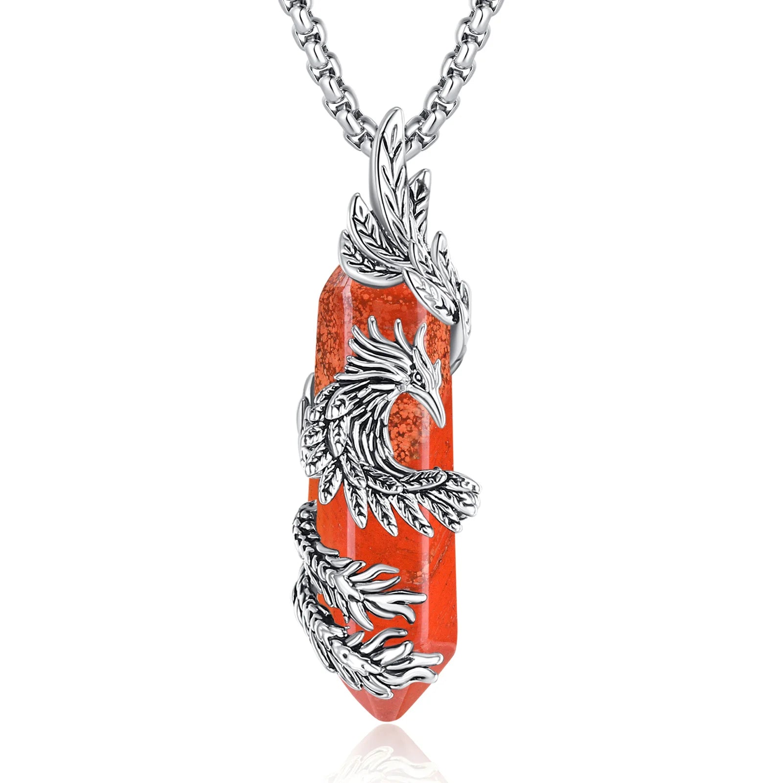 Collier prismatique hexagonal en pierre rouge Eudora Phoenix Twining, pendentif en cristal de pierre de guérison énergétique, bijoux spirituels, cadeau pour femme