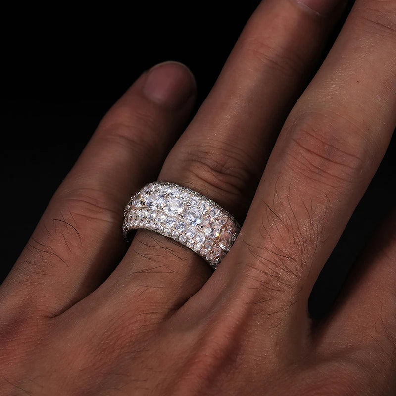 TUHE High Quality Unisex VVS1 Moissanite Rings Silver 925 Luxury Moissanite For Men Hip Hop Jewelry