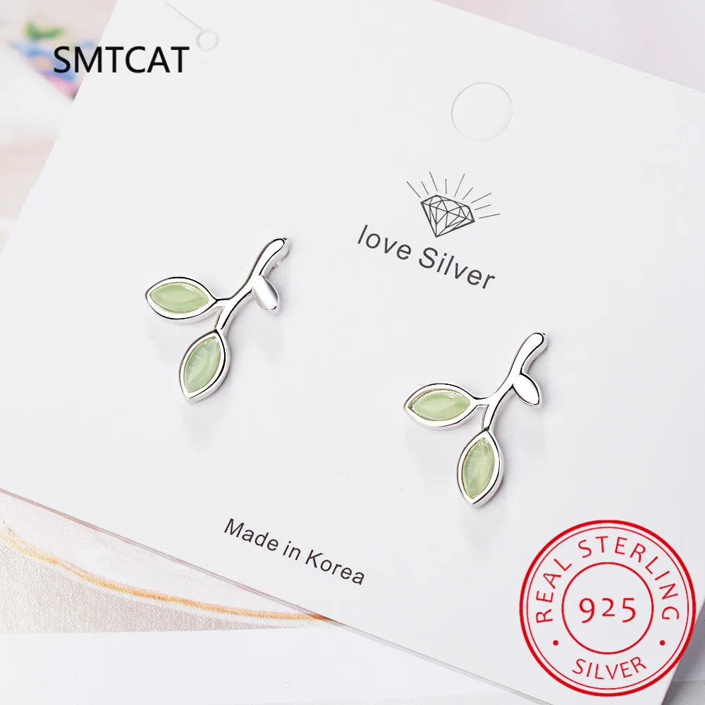 925 Sterling Silver Jewelry Sets Enamel Green Olive Branch Leaves Earring+Ring+Necklace+Bangle For Women Fine Jewelry Bijoux
