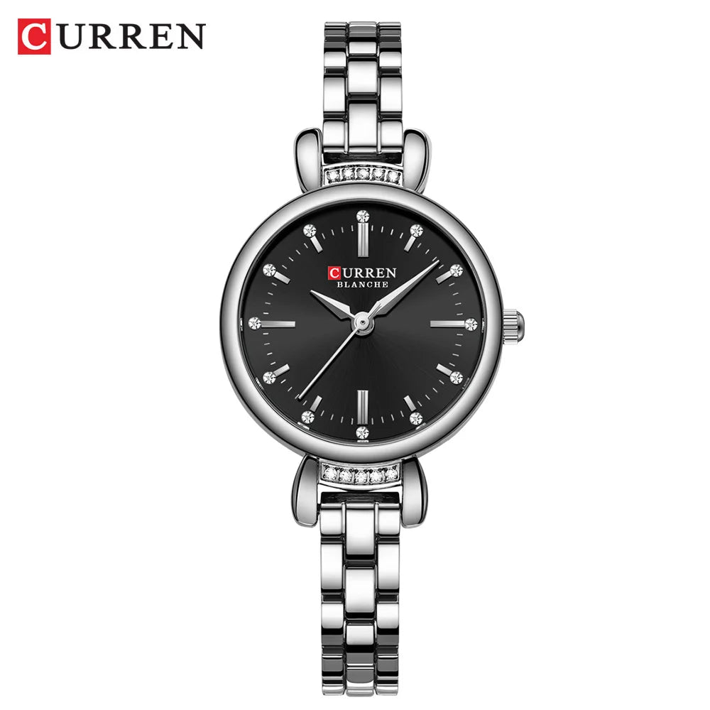 CURREN-Elegant Dress Watch for Women, Luxurious and Exquisite, 28mm Dial with Shinning Rhinestone, Quartz Wristwatch, New - Madeinsea©