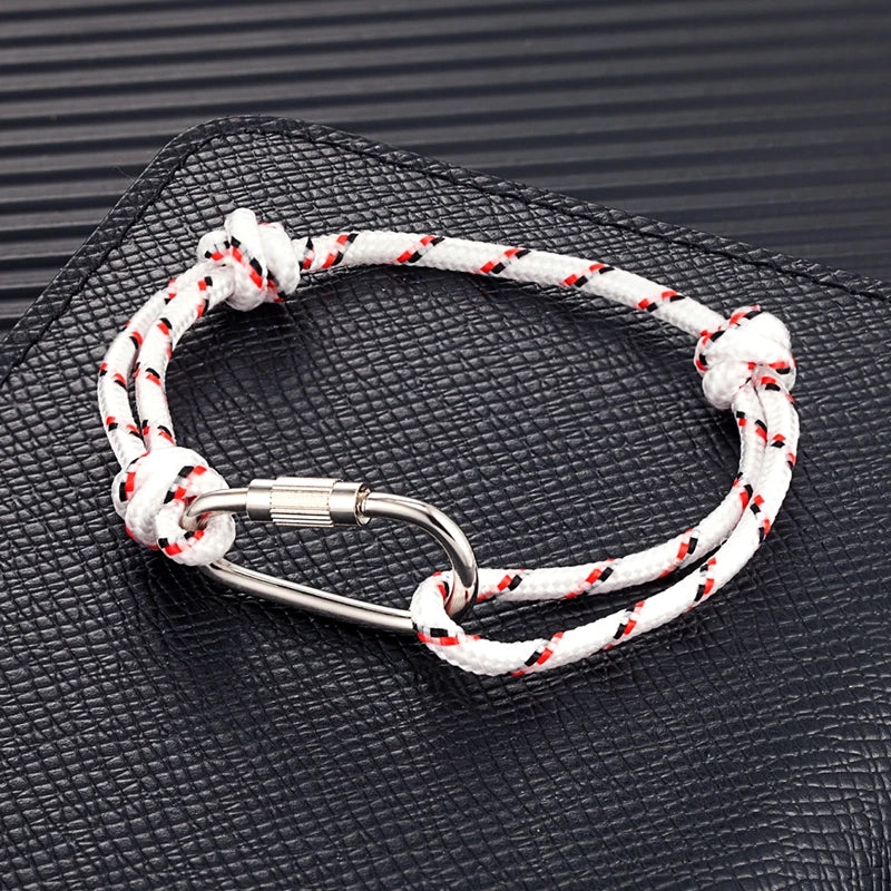 MKENDN High Quality Men Paracord Rope Survival Bracelet Women Adjustable Waterproof Surfer Rope Carabiner Shackle Jewelry