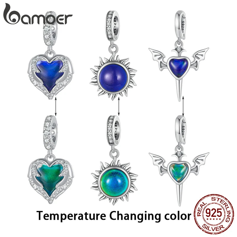 Sterling Silver Emotion Stone Color Change Moon Sun Charm Beads for DIY Christmas Jewelry Gift Making - Madeinsea©