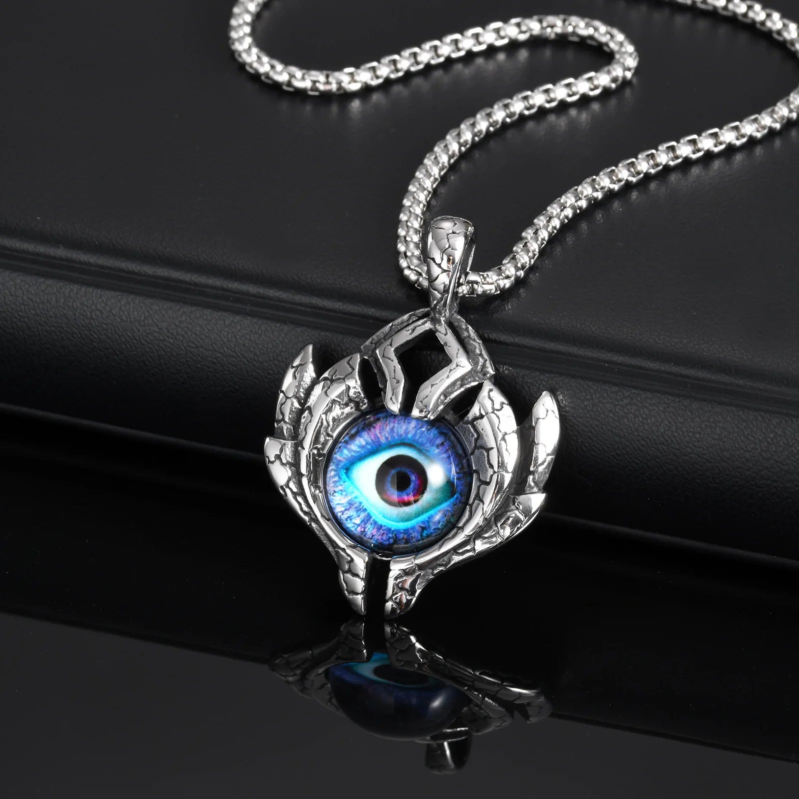 Collier pendentif Vnox Big Evil Eye, badge épais en acier inoxydable avec pendentif œil turc, accessoire punk pour homme