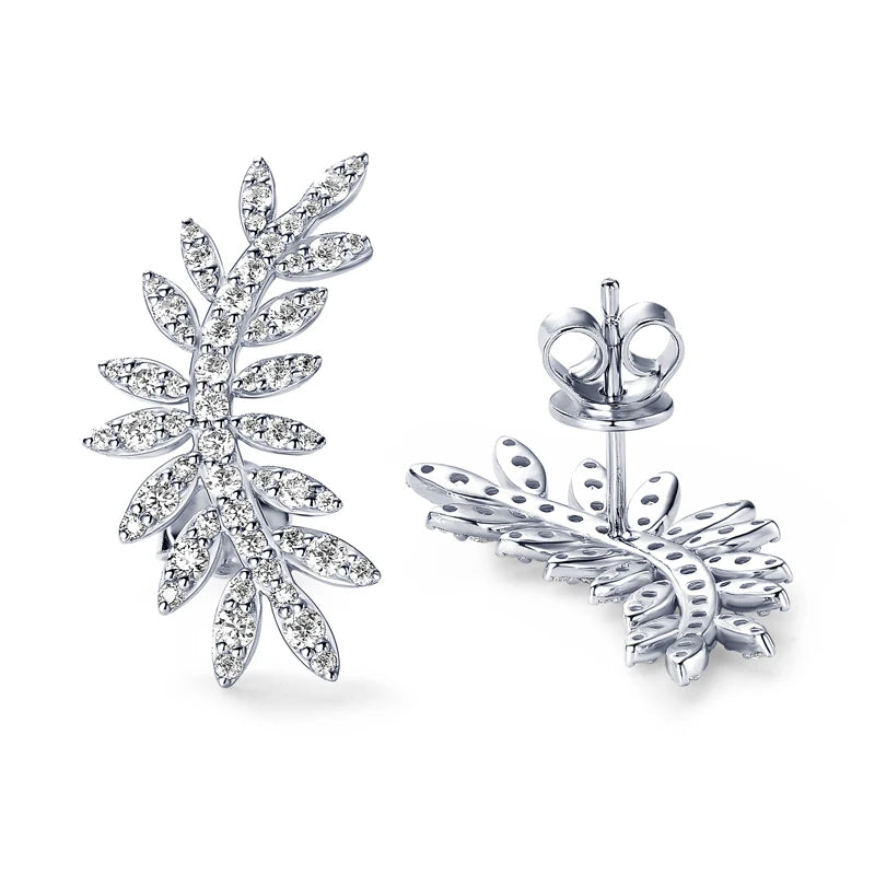 OXTAO Leaf-Shaped Earrings Jewelry for Women 925 Sterling Silver D VVS1 Moissanite Earrings Fashion Wedding Accessories