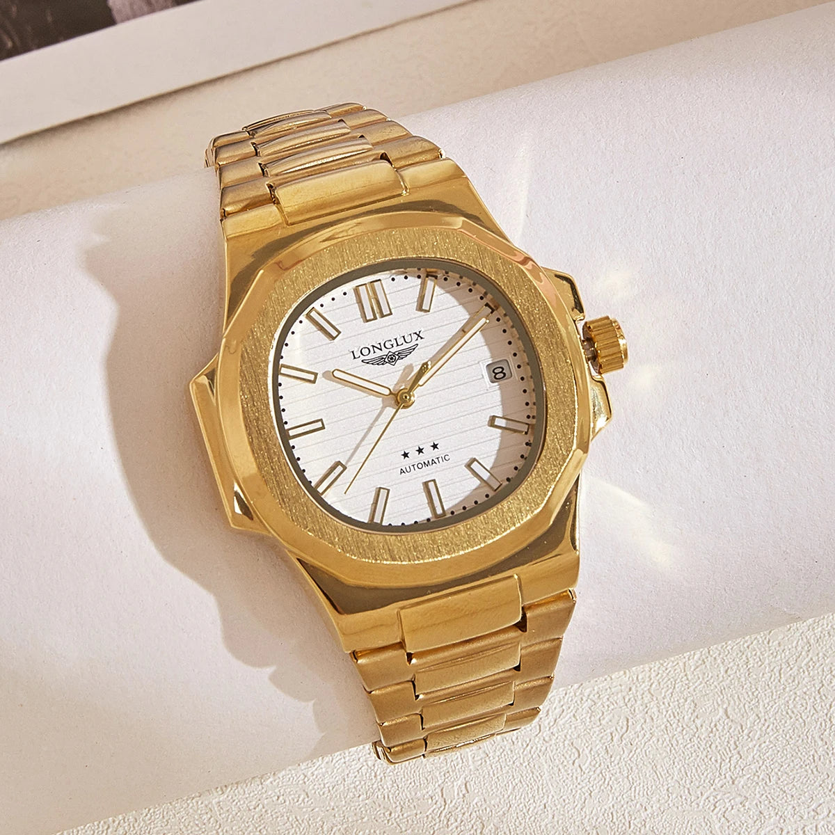 LONGLUX automatic watch business luxury mechanical wristwatches wholesale steel date waterproof mens watch men gift - Madeinsea©