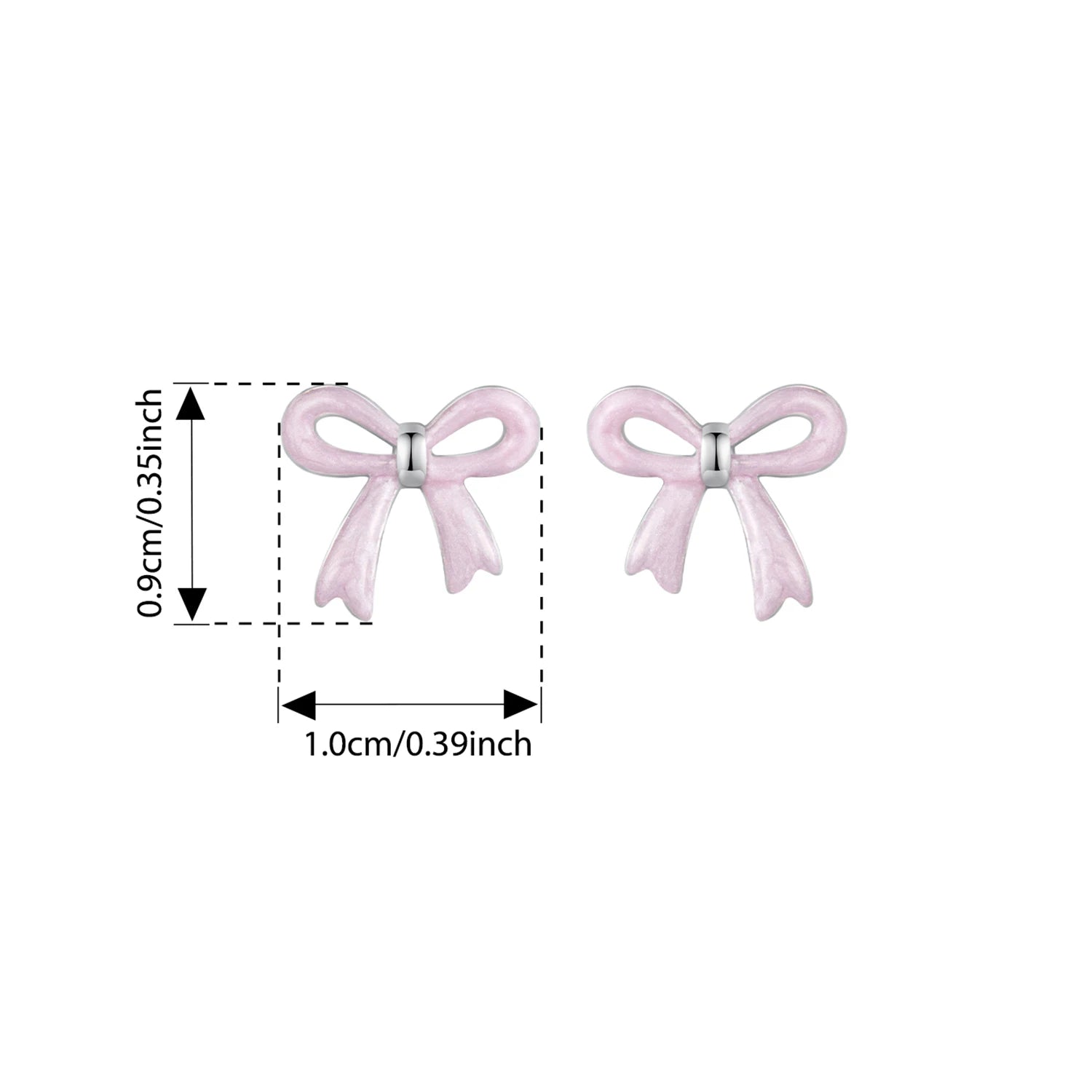 BAMOER 925 Sterling Silver Enamel Pink Bow Stud Earrings Cute Bowknot Earrings for Young Women Girl Sweet Jewelry Gift Lovely