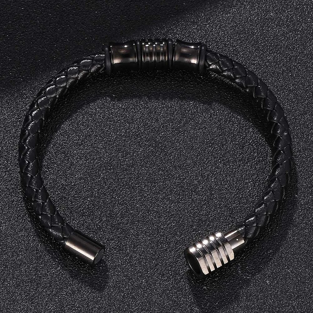 MKENDN Simple Style Stainless Steel Bracelet Viking Leather Bracelets for Men Punk Jewelry Homme Accessories