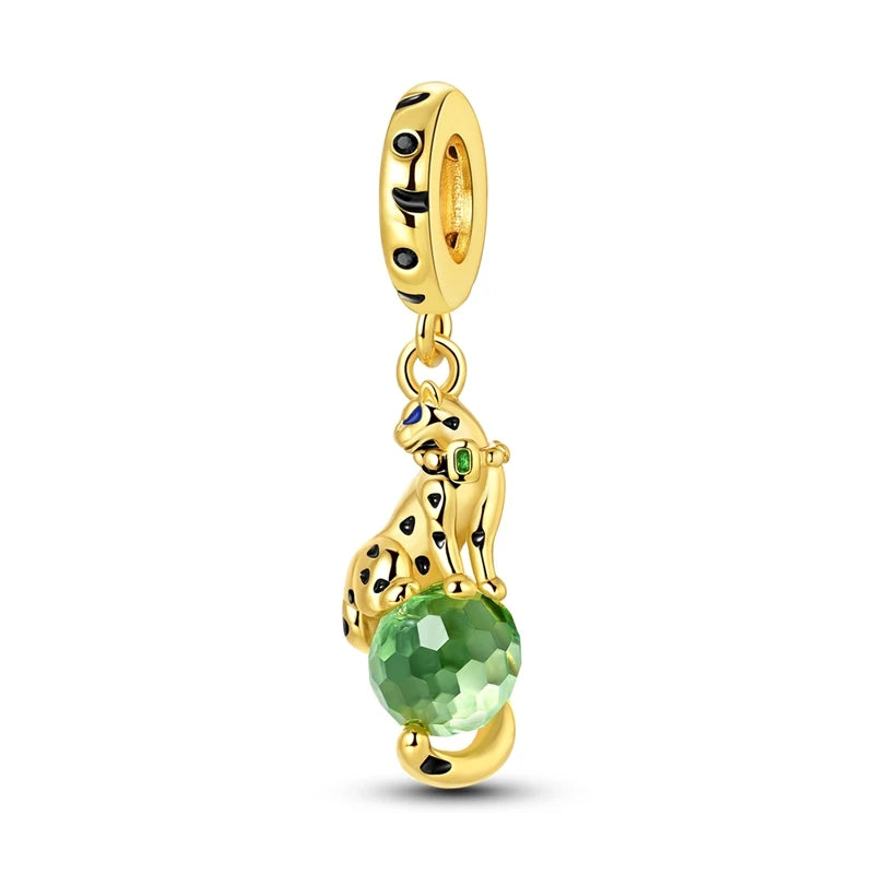 Original Charms Beads 925 Sterling Silver Golden Leopard Firefly Butterfly Hot Air Balloon Beads Fit DIY Bracelet Fine Jewelry
