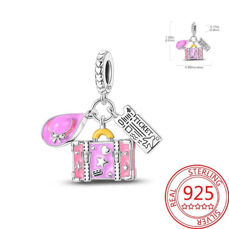 925 Sterling Silver Paris Tower Aircraft Travel Charm Pendant Beads Fit Charm Original Bracelet for Women Jewelry Making