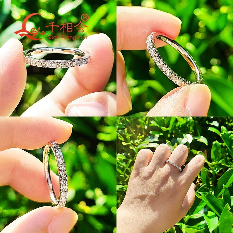 solid 2mm 3mm Moissanite Full Eternity Ring Band 925 Sterling Silver white Round Moissanite Diamond Jewelry gift dating party - Madeinsea©