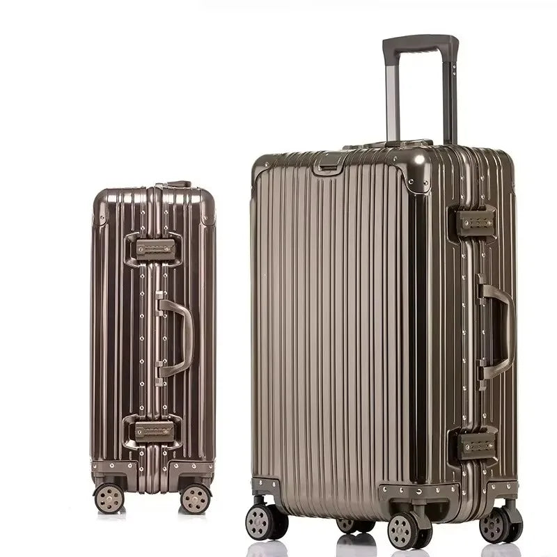 100% Aluminum-magnesium Alloy Travel Suitcase High Quality Rolling Luggage 20/24/26/29'' Trolley Luggage Carry-On Cabin Suitcase
