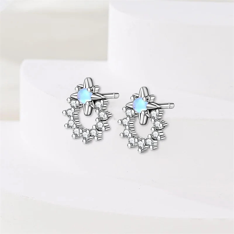 Crystal Zircon 100% 925 Sterling Silver Earrings Butterfly Zirconia Silver Stars Stud Earrings For Women Sterling Silver Jewelry