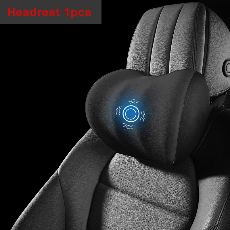 PU Leather Car Lumbar Support Pad Memory Foam Car Neck Pillow Head Waist Back Support Car Headrest Back Cushion Car Seat Pillow - Madeinsea©