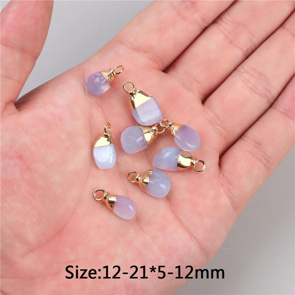 5pcs Natural Rough Stone Pendant Irregular Shape Healing Amethysts Labradorite Agat Quartz Pendants For DIY Handmade Necklace