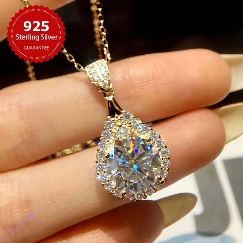 OXTAO 18K White Gold Moissanite Water Drop Necklace Pendant Female Jewelry GRA Certified 925 Sterling Silver Anniversary Gift
