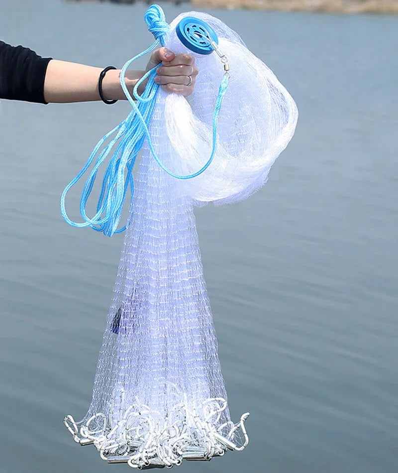 Lawaia Multifilament Line/Monofilament Fishing Line Cast Net Catch Fish Network with Steel Sinker Outdoor Hand Throw Fishing Net - Madeinsea©
