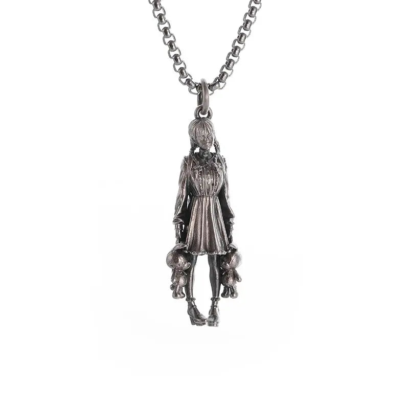 Silver-Plated Anime Mecha Beautiful Girl Girl Pendant Necklace Men and Women Hip-Hop Rock Punk Trendy Jewelry Gift - Madeinsea©