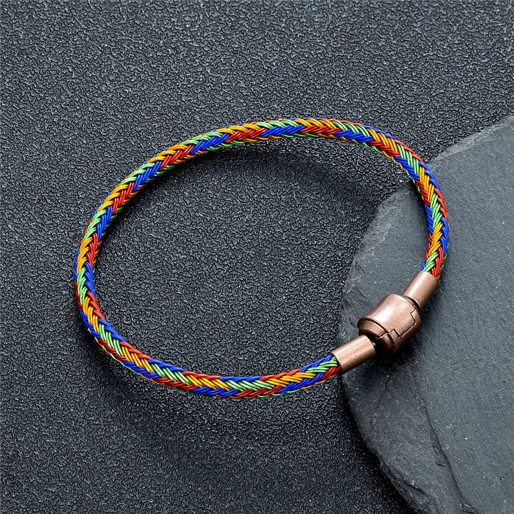 MKENDN DIY Simple Style Men Women Jewelry Non-fading Steel Wire Rope Bracelet Classic Cuff Charm Bracelet for Male Female Gifts