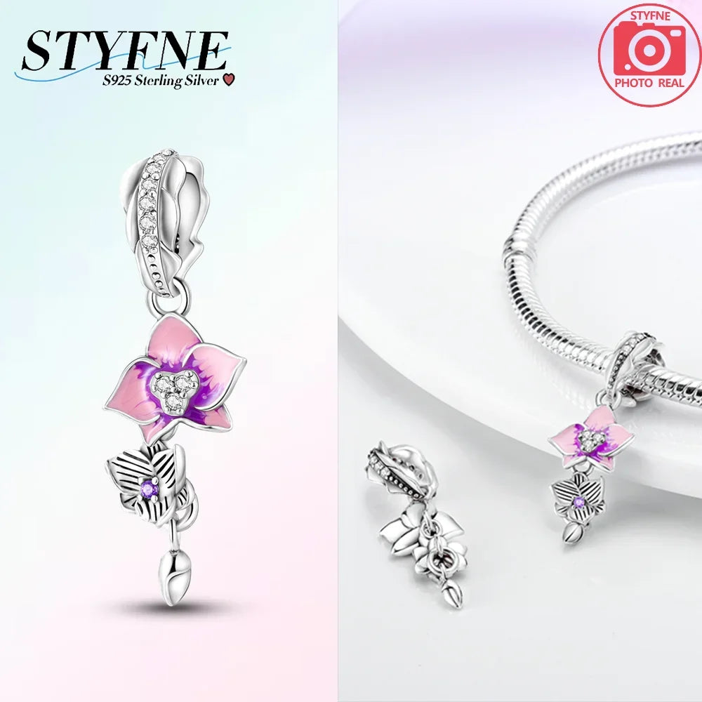 925 Sterling Silver Green Series Tree Cactus Leaves Pendant DIY Charm Beads Fit Original Bangle Charms Bracelet Women Jewelry