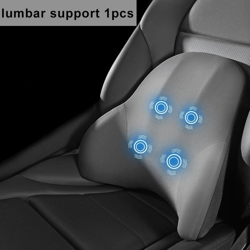 PU Leather Car Lumbar Support Pad Memory Foam Car Neck Pillow Head Waist Back Support Car Headrest Back Cushion Car Seat Pillow - Madeinsea©
