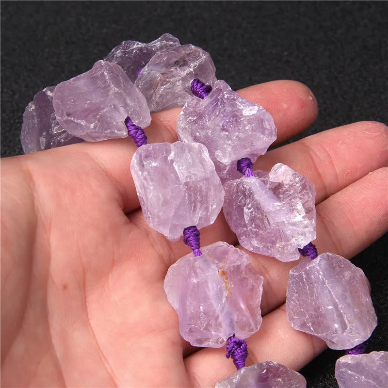 Rough Rose Quartzs Amethysts Raw Bead Freeform Irregular Lapis Lazuli Amazonite Mineral Beads For Jewelry Craft Handmade 20-30mm