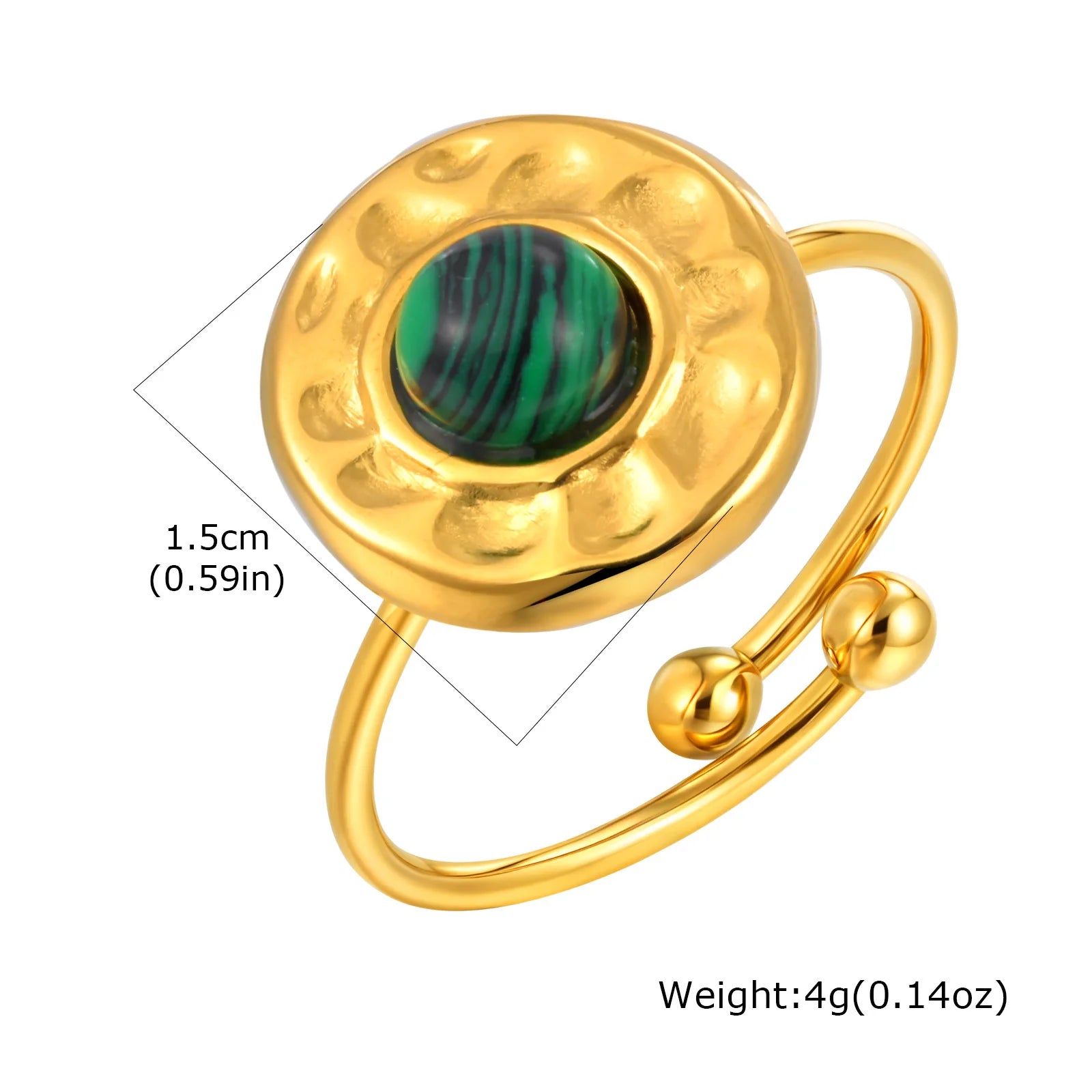 Vnox Elegant Natural Stone Stainless Steel Rings Fashion Colored Pearl Opal Turquoise Rings For Women Retro Waterproof Jewelry