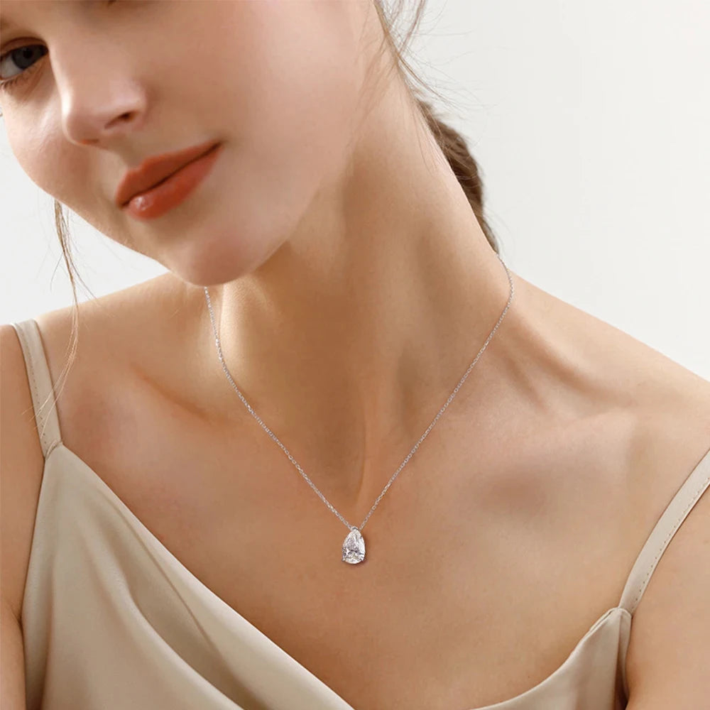 Serenty 1-4ct Pear Cut D VVS1 Moissanite Necklace for Women Gift Pure S925 Sterling Silver Water Drop Pendant NecK Chain Jewelry - Madeinsea©